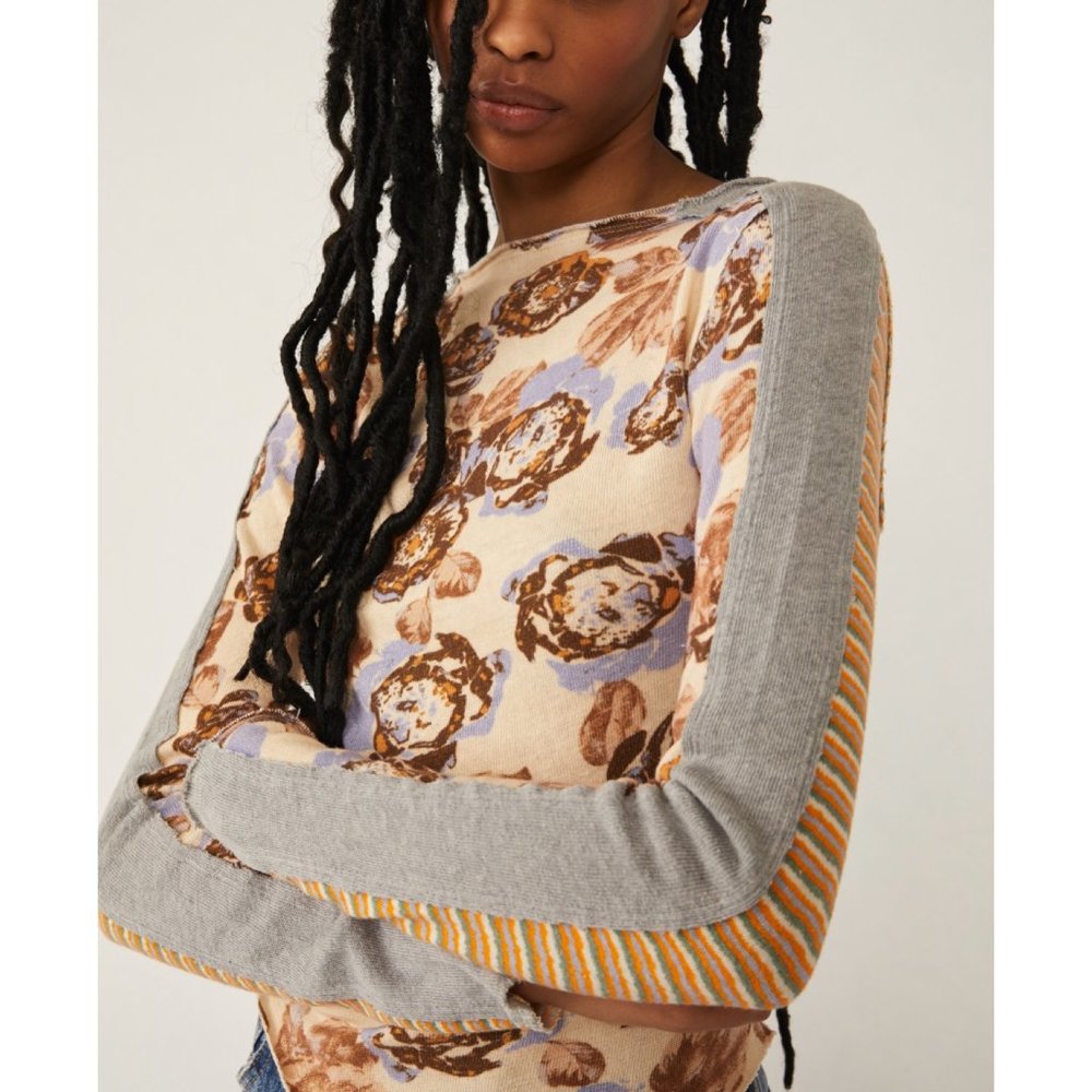 NWT Free People Mash Up Tee / Lilac Combo